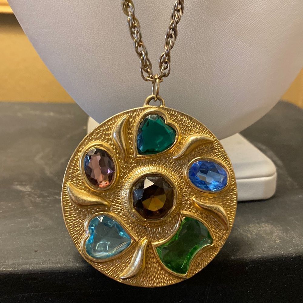 Large Multicolored Multi-Shaped Stone Round Pende… - image 2